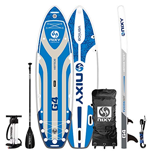 NIXY Venice G5 Cruiser & Yoga Inflatable Paddle Board | 10'6" x 34" x 6" Ultra-Light SUP with Welded Seams, Woven Drop Stitch for Safety and Durability.