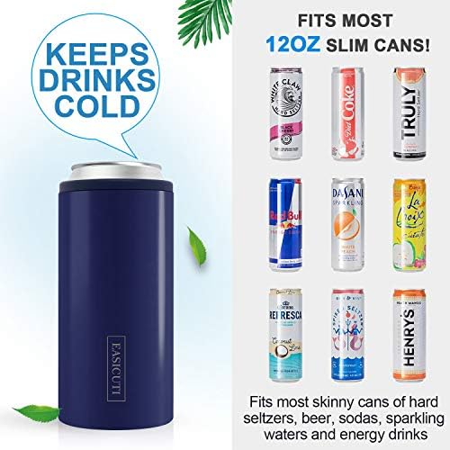 Skinny Can Cooler for 12 OZ Slim Cans, Stainless Steel Slim Can Koozie