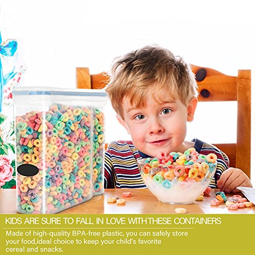Larger 4L/135.2OZ Airtight Food Storage Containers-4 Pack, Mokaloo Leakproof Seal Lids Large Food Storage Containers in Bpa-Free Plastic, Suitable for Cereal, Flour, Sugar & More -With 16 pcs Chalkboa