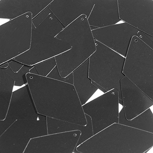 Black Shiny Metallic Sequin Long Diamond 1.75 inch Couture Loose Paillettes. Made in USA.