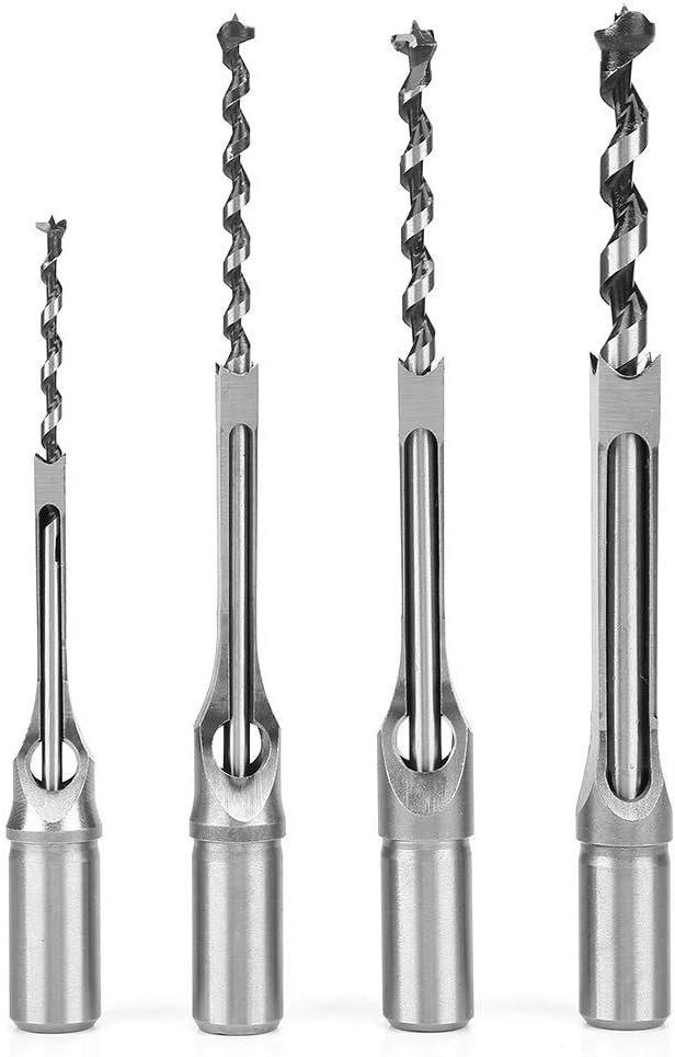Square Hole Drill Bit - 4Pcs Square Hole Saw Auger Drill Bit, High Carbon Steel Woodworking Mortising Chisel Set 1/2-1/4-3/8-5/16inch