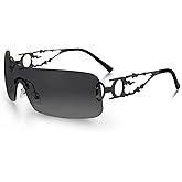 YOGFIT Rimless Y2K Sunglasses for Women Men Fashion Wrap Around Futuristic Cool Sunglasses