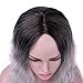 Rosa Star Short Wavy Synthetic Wigs for Women Ombre Black Rooted Hair Wig Synthetic Heat Resistant Fiber Hair Wigs(1T88/89#) …