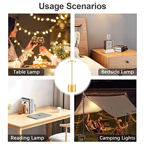 Hapfish Wireless Touch Bedside Lamp, 5000mAh 2PCS Rechargeable LED Table Lamp, Powerful USB Battery Desk Light, 3 Color Temperatures, for Bedside Office, Restaurant, Outdoor