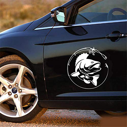 interjunzhan Fashion Auto Car Sticker Motorcycle Vehicle Decor Accessory for Fishing Rod Hobby Fish Vinyl White