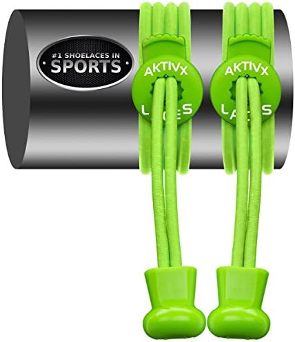 AKTIVX SPORTS LACES - No Tie Elastic Shoelaces that Lock, Replacement Running Shoe Laces for Men, Women, Adults, Seniors &amp; Kids Sneakers, Cleats, Boots (Neon Green Solid)