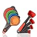 KaraMona Silicone Measuring Cups And Spoons Set Engraved Measurement 8 Pcs, Collapsible Measuring Cups Set & Measuring Spoons Set, Stackable Measuring Cups and Spoons Set
