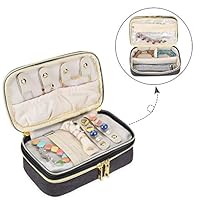 LUXJA Double-Layer Jewelry Case, Travel Jewelry Organizer, Black (Small)