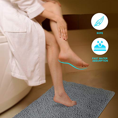 Secura Housewares Soft Microfiber Bathroom Rugs, 20 x 32 Inches Non Slip Bath Mat for Door, Bathroom & Kitchen - Water Absorbent, Machine Washable (Gray)