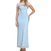 GLNEGE Formal Wedding Guest Bodycon Maxi Dress with Scarf Mesh Slit Elegant Tube Cocktail Party Dresses for Women