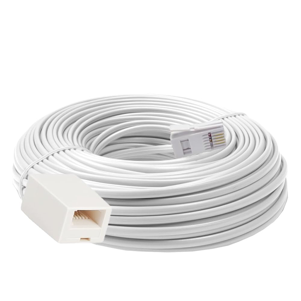 XINTONG Telephone Extension Cable 25M,Phone Extension Cord,Phone Line for UK Landline Phone,Compatible with BT&RJ11 Home and Office Fax, Wired Phone