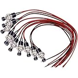 Momentary Push Button Switch,Mini Button Switch with Pre-soldered 20AWG Wires,SPST 2Pin ON/Off Push Button Horn Switch for Car, PC, Table Lamp (10Pcs Black)