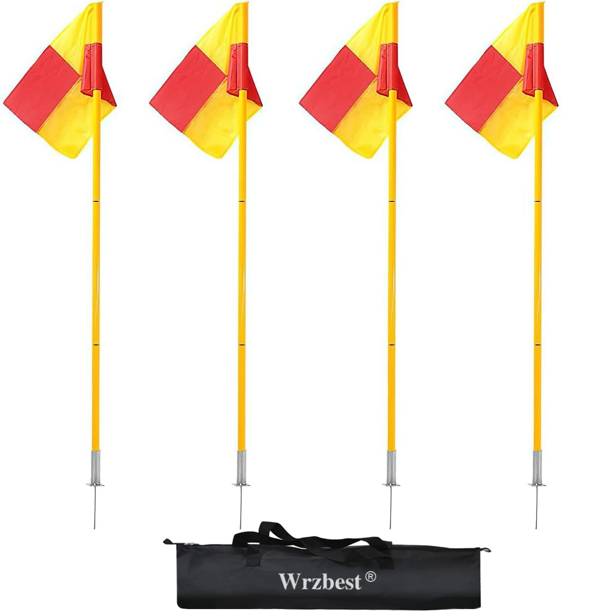 Photo 1 of Scooer Football Field Corner flags with Storage Bag, Portable Soccer Flags Soccer Poles,Dribbling Soccer Equipment for Training - Set of 4 for Turf (Soccer Poles Flags)
