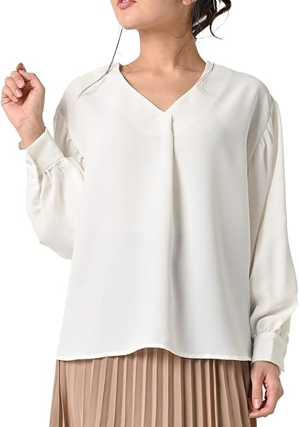 Janjamcollection 大きいサイズ レディース シャツブラウス スキッパーシャツ 長袖 バックテール 透け感 トップス シャツ ブラウス 通販 Amazon