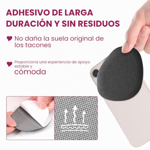 Metatarsal Pad - Non Slip Cushions for High Heels, Sandals and Weddings - Metatarsalgia Insoles for Pain Relief and Prevent Slipping (Black, 4 Pairs)