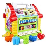 ZJTL Colors Pairing Blocks Educational Learning & Geometric Shape Toys, Electronic Musical Activity Play Center House with Counting Help/Know Animals/Electronic Piano/Open Door/ Etc