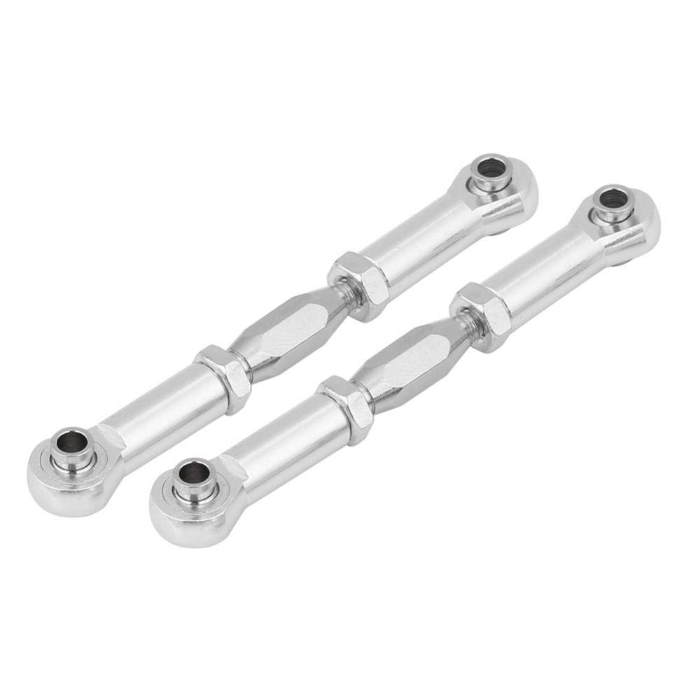 Tbest 2PCS RC Steering Rod, Front/Rear Steering Linkage Servo Link Pull Rod for RC Car(Silver)