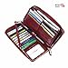Tourark Women RFID Blocking Wallet Genuine Leather Zip Around Clutch Ladies Purse Wristlet (Wine Red Oil Wax Leather)