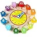 Joqutoys Wooden Shape Sorting Clock Puzzle Teaching Time Number Blocks Educational Toy for Kids