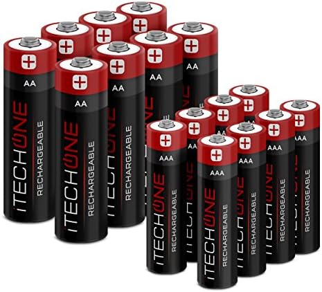 iTechOne Rechargeable AA 2200mAh (8-Pack) &amp; AAA 1100mAh (8-Pack) Batteries High Capacity Pre-Charged Battery Battery Ni-MH