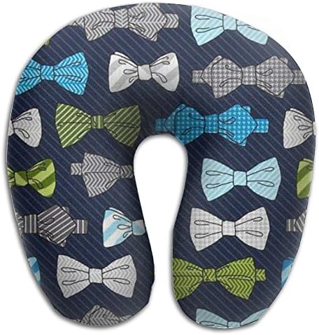 Comfortable Travel Pillow, Master Neck Pillow, A Fox And The Houndstooth Bowties Navy Memory Foam Pillow For Travel, Home, Neck Pain