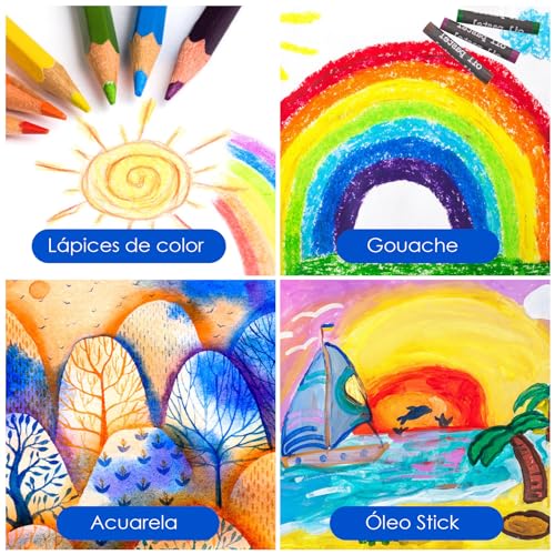 ZZBIFRJ Set de Arte Profesional Plegable de Aluminio, 145 Piezas Kit de Dibujo en Color, Lapices de Colores Profesionale Ideal Regalo para Niños (Astronautas)