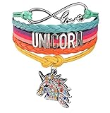 Cute Unicorn Bracelet Wristband Handmade Rainbow Jewelry Infinity Charm Gifts Party Favor 9 Styles (5.5in medium Rhinestone Unicorn Head)
