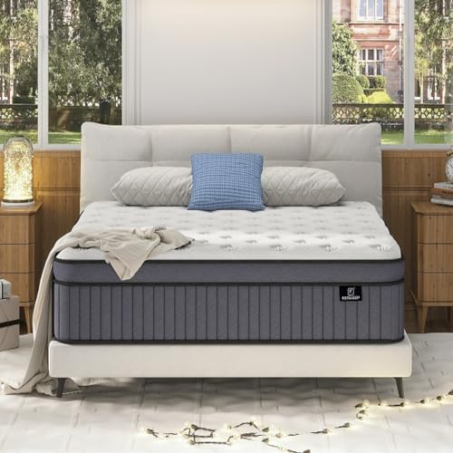 Photo 1 of EEN EEN SLEEP 12 Inch King Size Mattress, Firm King Mattress in A Box, Hybrid Mattresses with Gel Memory Foam & Pocket Springs, Zoned Pressure Relief, Upgrade Support, CertiPUR-US, 365-Night Trial