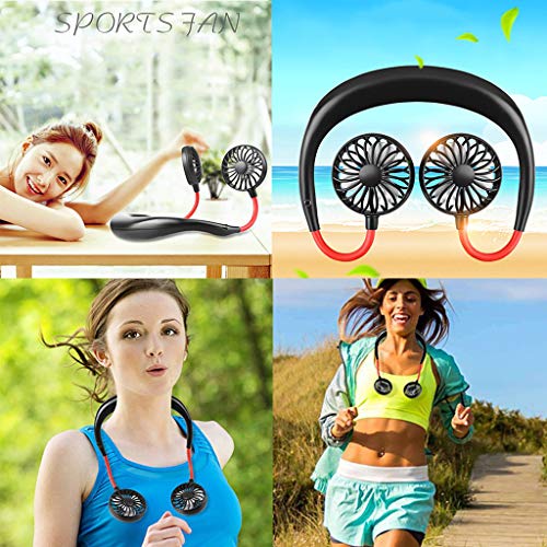 DZTZ Hanging Neck Lazy Wearable Fan Neckband Fan, Hands Free Personal Cooling Fan,Wearable Portable Neckband Mini Fan with Rechargeable Battery (Blue)