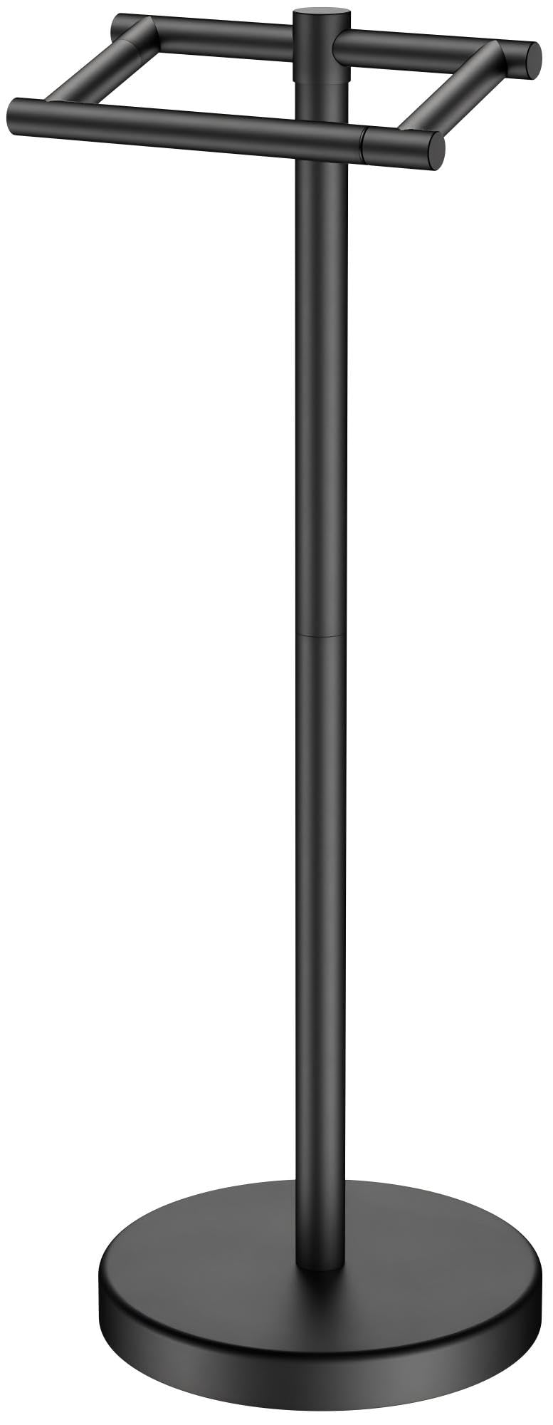 FORIOUS Toilet Paper Holder Wall Mount, Stainless Steel Rustproof Double Post Pivoting Tissue Roll Holder for Bathroom, Commercial Toilet Paper Dispenser Toilet Paper Stand, Matte Black Image