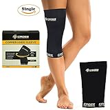 Cross Sports Compression - Copper Knee Brace, Best Support and Recovery Sleeve for Men and Women, GUARANTEED Highest Copper Content, Comfortable Fit For All Day Wear