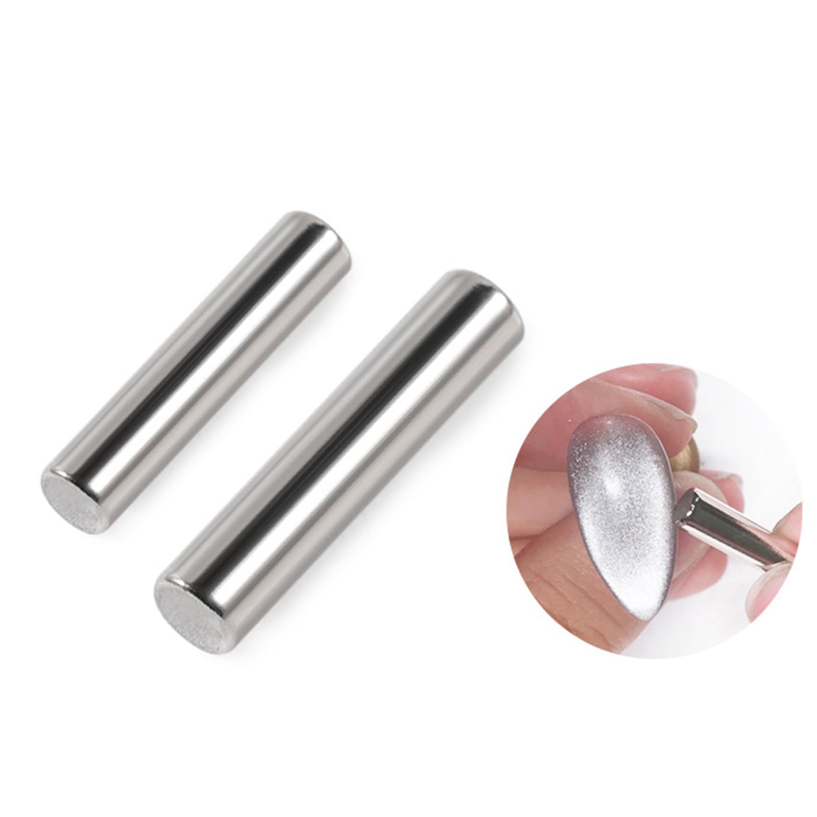 Cat Eye Magnet, 2PCS Cat Eye Gel Nail Polish Magnet Tools Set, Ultra-Strong Suction Nail Magnet for Nails Round Magnet Stick Cat Eye Effect Double Ended Home Salon Nail Art Tools