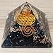 AuraCrystals Handcrafted Orgone Black Tourmaline Pyramid with Flower of Life Energy Generator for Spiritual Healing, Chakra Balancing & Meditation – Ideal Gift with Protective Pouch