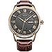 SONGDU Mens Day Date Black Dress Watch Roman Numeral Rose Gold Boyfriend Watches Brown Leather Strap