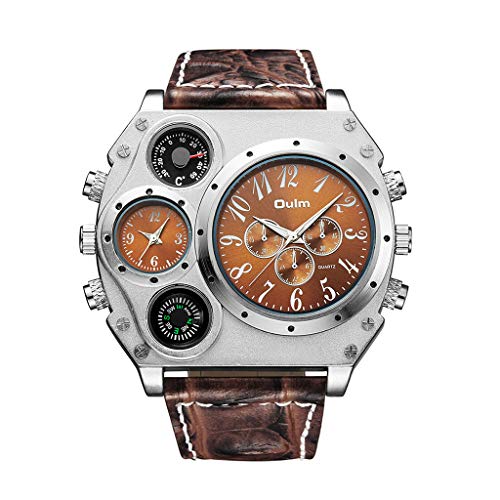 Clearance! Hot Sale! ❤Men Big Large Dial Male Quartz Decorative Thermometer Compass Men's Wrist Watch for Father Men Student Youth Teens Boyfriend Lover's Birthday Anniversary Gift Under 15 Dollars