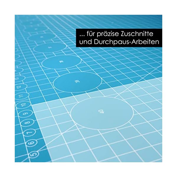 OfficeTree Schneidematte A3 - Blau - mit beidseitigen Rastern und Markierungen - Bastelunterlage 45x30 als NÃ¤hen ZubehÃ¶r - Auch als Schneideunterlage und Malunterlage – Bild 6