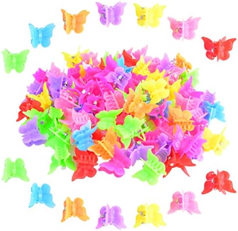 200 Packs Assorted Color Butterfly Hair Clips, Bantoye Girls Beautiful Mini Butterfly Hair Clips Hair Accessories for Girls and Women, Random Color