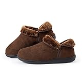 HomyWolf Unisex Cotton House Slippers, Warm Soft Slipper for Indoor/Outdoor, Deep Brown,(For Women) 7.5-8.5 B(M) US
