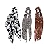 Scarf Scrunchies Women Hair Ties - Hair Scarves Scrunchys Bow Leopard Ribbon Scrunchy with Tails For Thick Hair No Crease Accessories Soft Ropes Ponytail Holder with Designs Long Ponytail