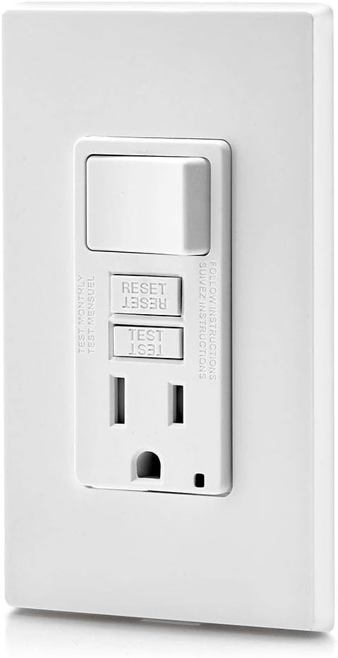 Leviton GFSW1-W Self-Test SmartlockPro Slim GFCI Combination Switch Tamper-Resistant Receptacle with LED Indicator, 15-Amp, White - - 