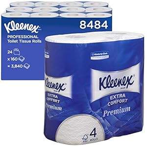 Kleenex 8484 toiletpapierrollen (klein), 160 vellen per doos, 6-pack toiletpapierrollen wit
