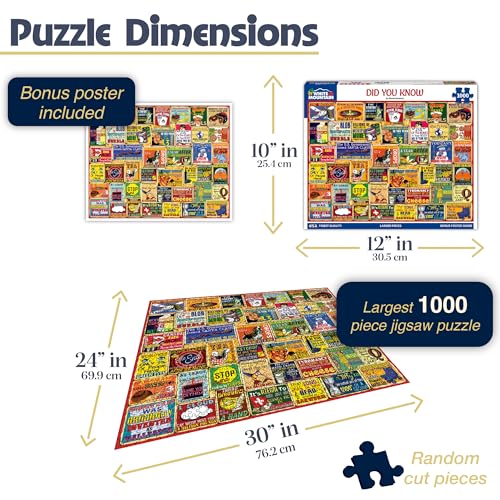 White Mountain 1000 Piece Puzzles for Adults Fun Vintage Collage Large Jigsaw Puzzle Gift for Seniors 24