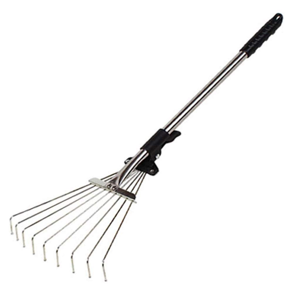 Adjustable Garden Leaf Rake with Alloy Teeth, Telescopic Hoe Grass Tool, Metal Rake for Deciduous Grass andin Lawn and Yard (Assorted Color)