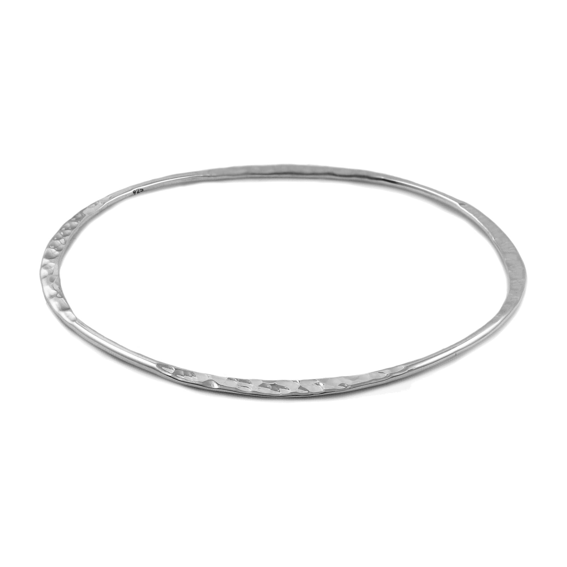The Mexican Collection Solid 925 Silver Hammered and Polished Oval Bangle