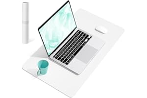 YSAGI Non-Slip Desk Pad,Mouse Pad,Waterproof PVC Leather Desk Table Protector,Ultra Thin Large Desk Blotter, Easy Clean Laptop Desk Writing Mat for Office Work/Home/Decor(White, 23.6" x 13.7")