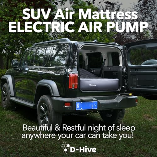 D-Hive SUV Air Mattress, Ultra-Thick Material Extra-High Car Air Mattress, SUV Mattress for Toyota 4runner, Jeep Wrangler, Car Mattress Inflatable Grey
