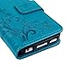 iPhone SE Case, iPhone 5S Wallet Case, iPhone 5 Case for Women,Mavis's Diary Elegant Blue Wallet Flip Case Embossed Clover PU Leather with Card Holders Wrist Strap [ Stand Feature ] for iPhone SE/5S/5