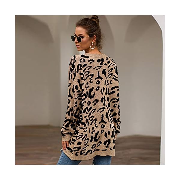 ECOWISH Women's Oversized Leopard Sweater Dress Long Sleeve Casual Camouflage Print Knitted Pullover Tunic Sweaters - Image 4