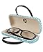 JAVOedge Blue Handbag Style Hard Eyeglasses Case and Bonus Free Soft Microfiber Lens Cleaning Cloth