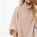 Women Stylish Knitted Sweater Batwing Sleeve Turtleneck Cardigan Irregular Top (XL)